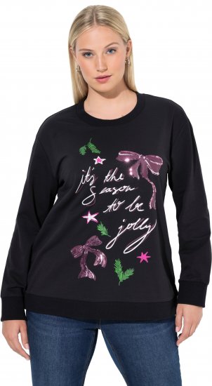 Ulla Popken Sparkling Sequin Bows Christmas Sweatshirt Black - Sviitrid ja dressipluusid - 