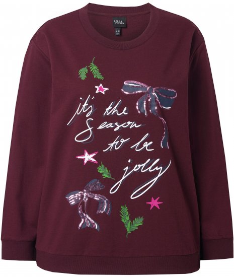 Ulla Popken Sparkling Sequin Bows Christmas Sweatshirt Plum - Sviitrid ja dressipluusid - 