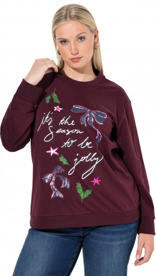 Ulla Popken Sparkling Sequin Bows Christmas Sweatshirt Plum - Sviitrid ja dressipluusid - 