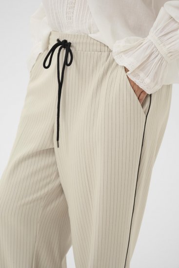 Kaffe Curve Sirana Pants Beige Melange/Black Stripe - Kangapüksid - 