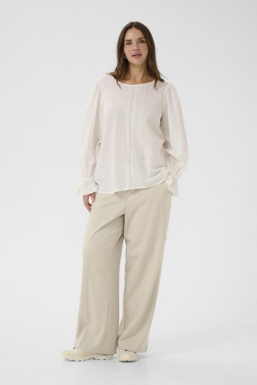 Kaffe Curve Sirana Pants Beige Melange/Black Stripe - Kangapüksid - 