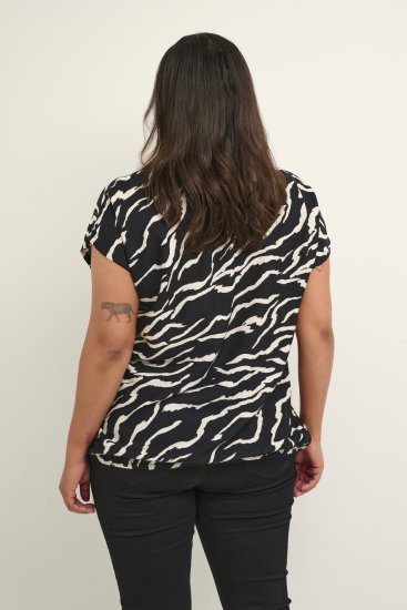 Kaffe Curve Sonna Stanley Top Must/Antique Zebramuster - T-särgid - 