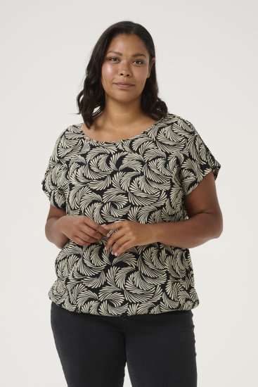 Kaffe Curve Sonna Stanley Top Sügavmust/Antiikvalge muster - T-särgid - 