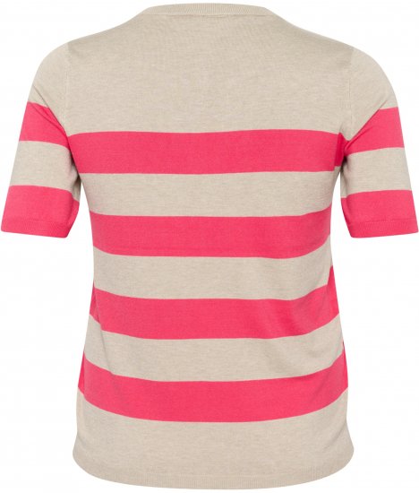 Kaffe Curve Lizzy Triibuline kampsun Beež/Vaarikas - Trükitud/pildiga T-särgid naistele - 