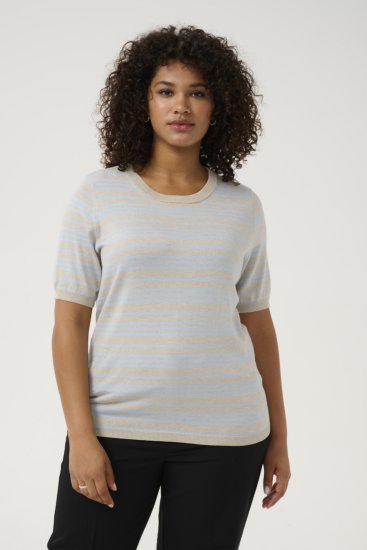 Kaffe Curve Lizzy Triibuline kampsun Beež/Pehme sinine - Trükitud/pildiga T-särgid naistele - 