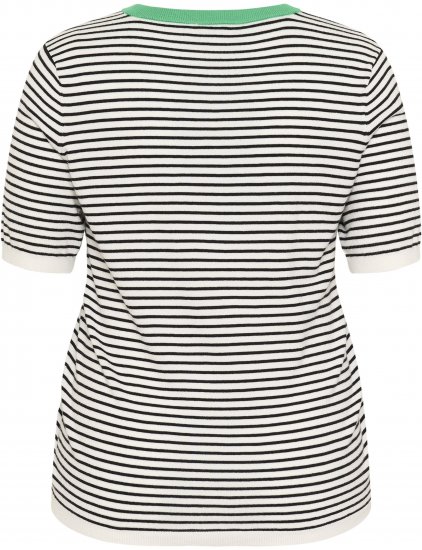 Kaffe Curve Lizzy Knit T-Shirt Chalk/Black Fine Stripe - T-särgid - 