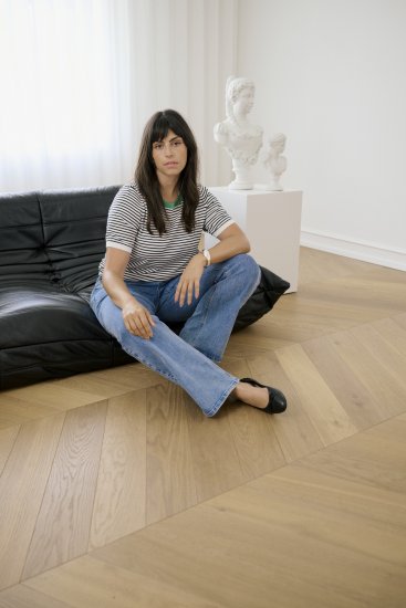 Kaffe Curve Lizzy Knit T-Shirt Chalk/Black Fine Stripe - T-särgid - 