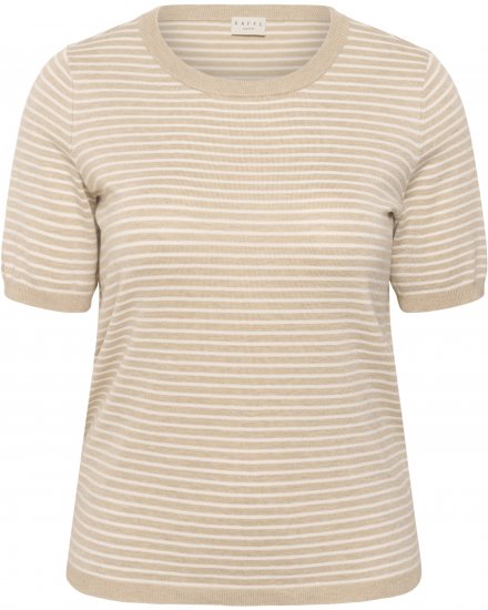 Kaffe Curve Lizzy Knit T-Shirt Feather Melange/Chalk Fine Stripe - T-särgid - 