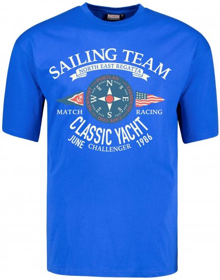 Adamo Motivshirt Sailing Comfort Fit Royal Blue - T-särgid - Suured T-särgid 2XL – 14XL