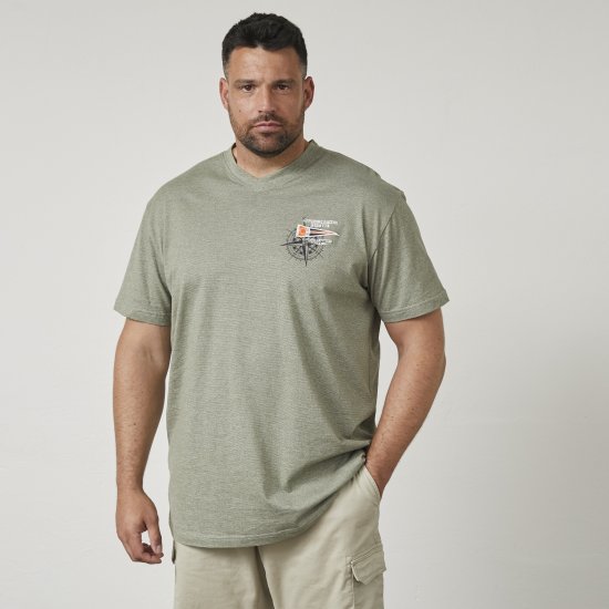 North Latitude 61124 Triibuline T-Särk Oliivroheline - T-särgid - Suured T-särgid 2XL – 14XL