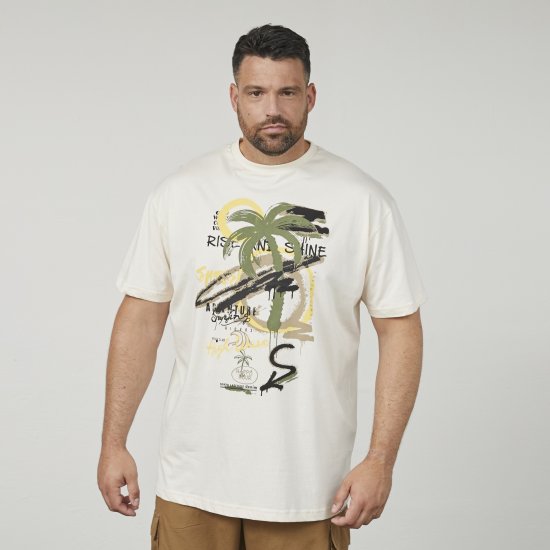 North Latitude 61360 Palm Printed T-Shirt Off White - T-särgid pildiga - 