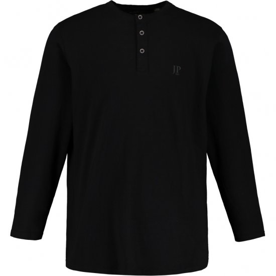 JP1880 Henley T-Shirt Long Sleeve Black TALL - MEESTERIIDED MT-6XLT - Pikad meeste riided