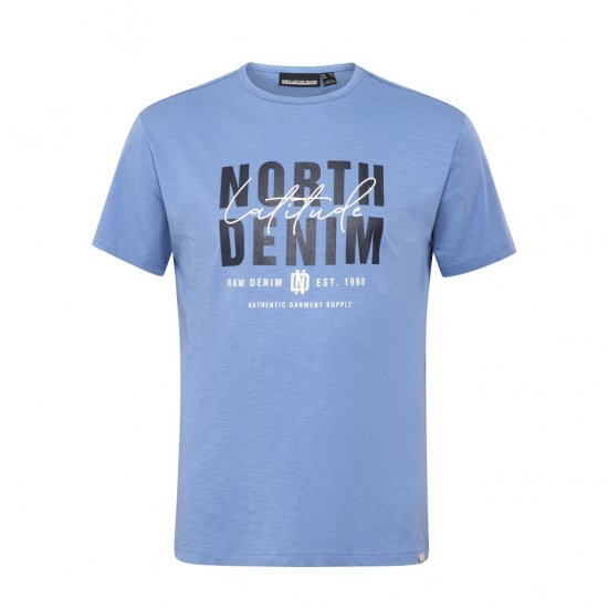 North Latitude Denim Printed Logo T-Shirt Dusty Blue - T-särgid - Suured T-särgid 2XL – 14XL
