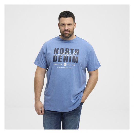 North Latitude Denim Printed Logo T-Shirt Dusty Blue - T-särgid - Suured T-särgid 2XL – 14XL