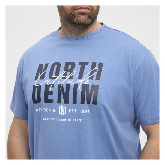 North Latitude Denim Printed Logo T-Shirt Dusty Blue - T-särgid - Suured T-särgid 2XL – 14XL