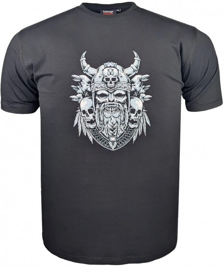 Espionage T441 Viking Skull Print T-Shirt Black - T-särgid pildiga - 