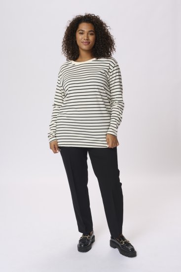 Kaffe Curve Winni Pikkade varrukatega T-särk Antiikvalge/Must triip - T-särgid - 