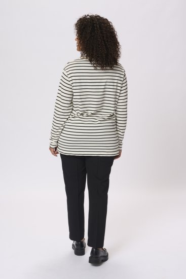 Kaffe Curve Winni Pikkade varrukatega T-särk Antiikvalge/Must triip - T-särgid - 