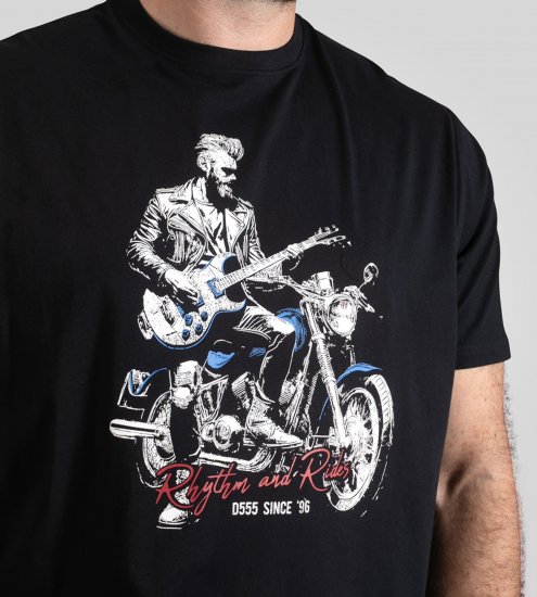 D555 Derby T-Shirt Rhythm and Rides Navy - T-särgid - Suured T-särgid 2XL – 14XL