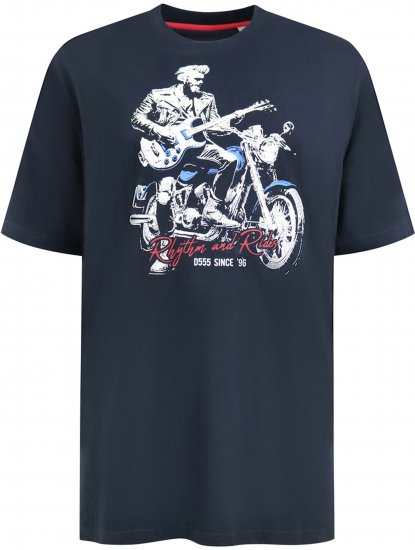 D555 Derby T-Shirt Rhythm and Rides Navy - T-särgid - Suured T-särgid 2XL – 14XL