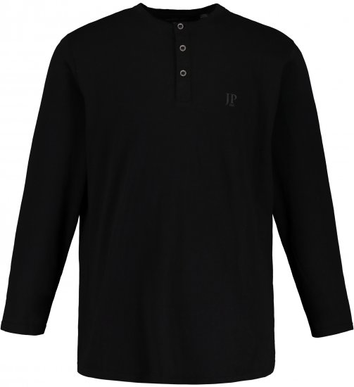 JP1880 Henley T-Shirt Long Sleeve Black TALL - MEESTERIIDED MT-6XLT - Pikad meeste riided
