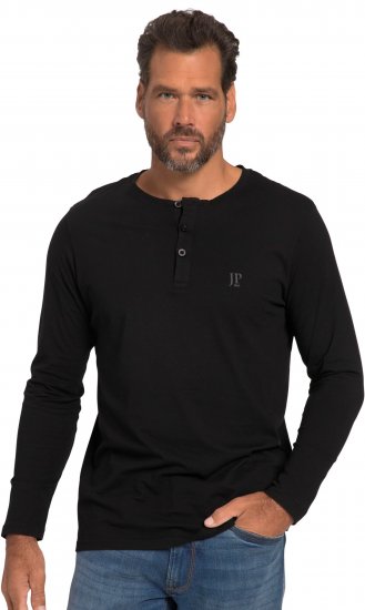 JP1880 Henley T-Shirt Long Sleeve Black TALL - MEESTERIIDED MT-6XLT - Pikad meeste riided