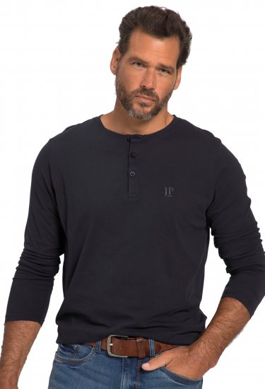 JP1880 Henley T-Shirt Long Sleeve Dark Navy TALL - MEESTERIIDED MT-6XLT - Pikad meeste riided