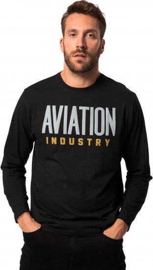JP1880 T-Shirt Long Sleeve Aviation Black TALL - MEESTERIIDED MT-6XLT - Pikad meeste riided