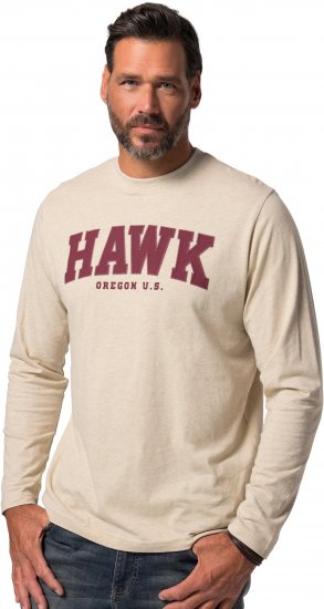 JP1880 T-Shirt Long Sleeve Hawk Off-White TALL - MEESTERIIDED MT-6XLT - Pikad meeste riided