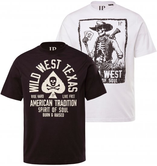JP1880 T-Shirt 2-Pack Wild West Black And White - T-särgid - Suured T-särgid 2XL – 14XL