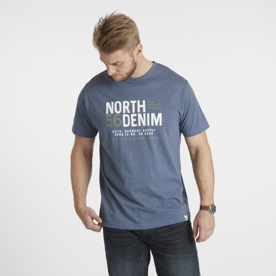 North Latitude Denim Printed T-Shirt Blue Melange TALL - TALL T-särgid - T-särgid pikkadele meestele