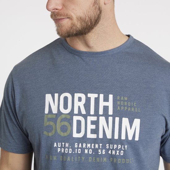 North Latitude Denim Printed T-Shirt Blue Melange TALL - TALL T-särgid - T-särgid pikkadele meestele