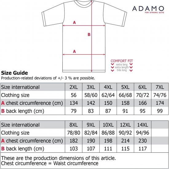 Adamo Motivshirt Comfort Fit College Grey - T-särgid - Suured T-särgid 2XL – 14XL