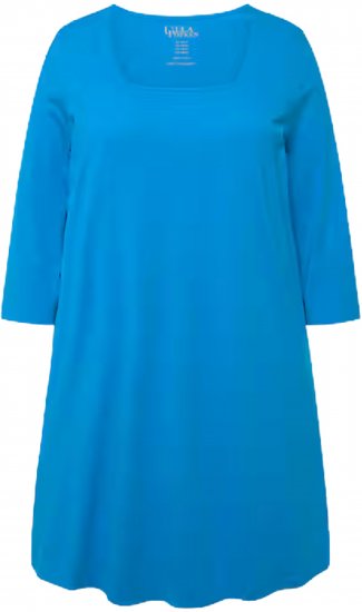 Ulla Popken Square Neckline Knit Swing A-line Pocket Tunic Light Azure - T-särgid - 
