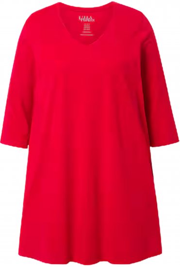 Ulla Popken V-Neck Swing A-line Hem Cotton Knit Tunic Salsa Red - T-särgid - 