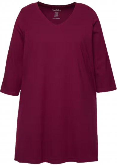 Ulla Popken V-Neck Swing A-line Hem Cotton Knit Tunic Dark Berry - T-särgid - 
