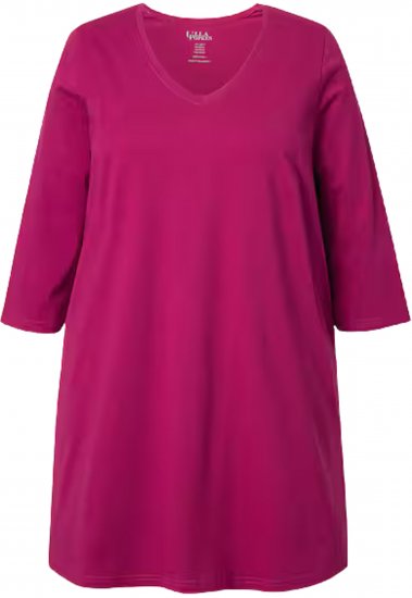 Ulla Popken V-Neck Swing A-line Hem Cotton Knit Tunic Magnolia Red - T-särgid - 
