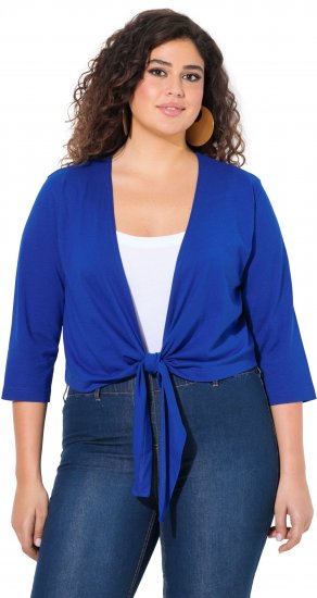 Ulla Popken Versatile Surplice Wrap Tie Hem Bolero Top Cobalt Blue - T-särgid - 