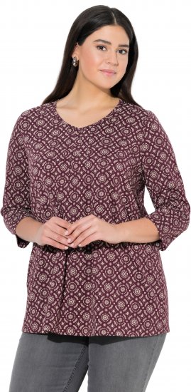 Ulla Popken 3/4 Sleeve Geometric Graphic Tee Plum - T-särgid - 