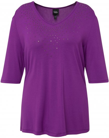 Ulla Popken Rhinestone Detail 3/4 Sleeve Tee Blackberry - Trükitud/pildiga T-särgid naistele - 