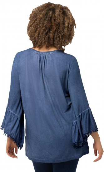 Ulla Popken Trumpet Sleeve Cold Dyed Tee Dove Blue - Trükitud/pildiga T-särgid naistele - 