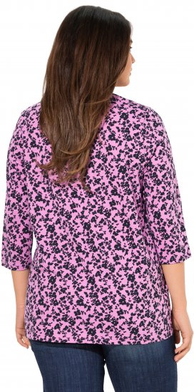 Ulla Popken Floral 3/4 Sleeve V-Neck A-Line Tee Amethyst - T-särgid - 