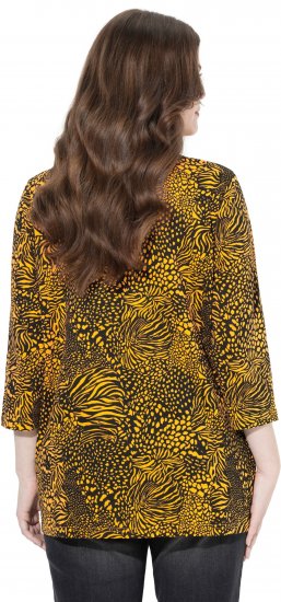 Ulla Popken Animal Print 3/4 Sleeve V-Neck Tee Neon Orange - T-särgid - 
