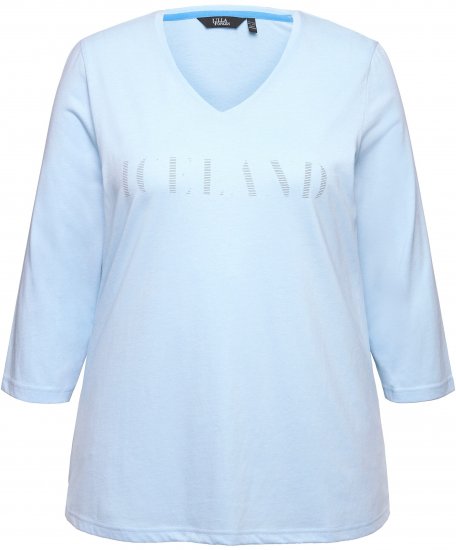 Ulla Popken Country Lettered 3/4 Sleeve Tee Soft Light Blue - Trükitud/pildiga T-särgid naistele - 