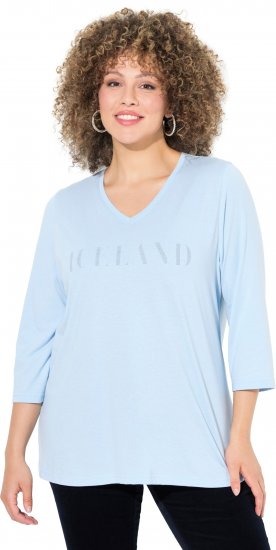 Ulla Popken Country Lettered 3/4 Sleeve Tee Soft Light Blue - Trükitud/pildiga T-särgid naistele - 