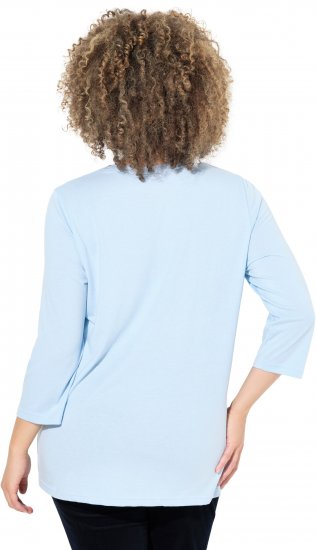Ulla Popken Country Lettered 3/4 Sleeve Tee Soft Light Blue - Trükitud/pildiga T-särgid naistele - 