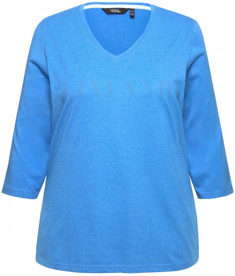 Ulla Popken Country Lettered 3/4 Sleeve Tee Teal Blue - Trükitud/pildiga T-särgid naistele - 