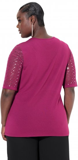Ulla Popken Sequined Mesh Sleeve Blouse Aubergine - T-särgid - 
