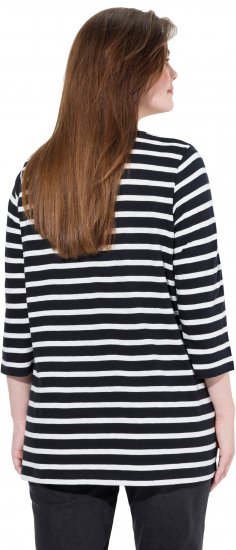 Ulla Popken Striped 3/4 Sleeve A-Line Tee Black - T-särgid - 