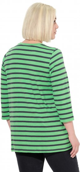Ulla Popken Striped 3/4 Sleeve A-Line Tee Apple Green - T-särgid - 